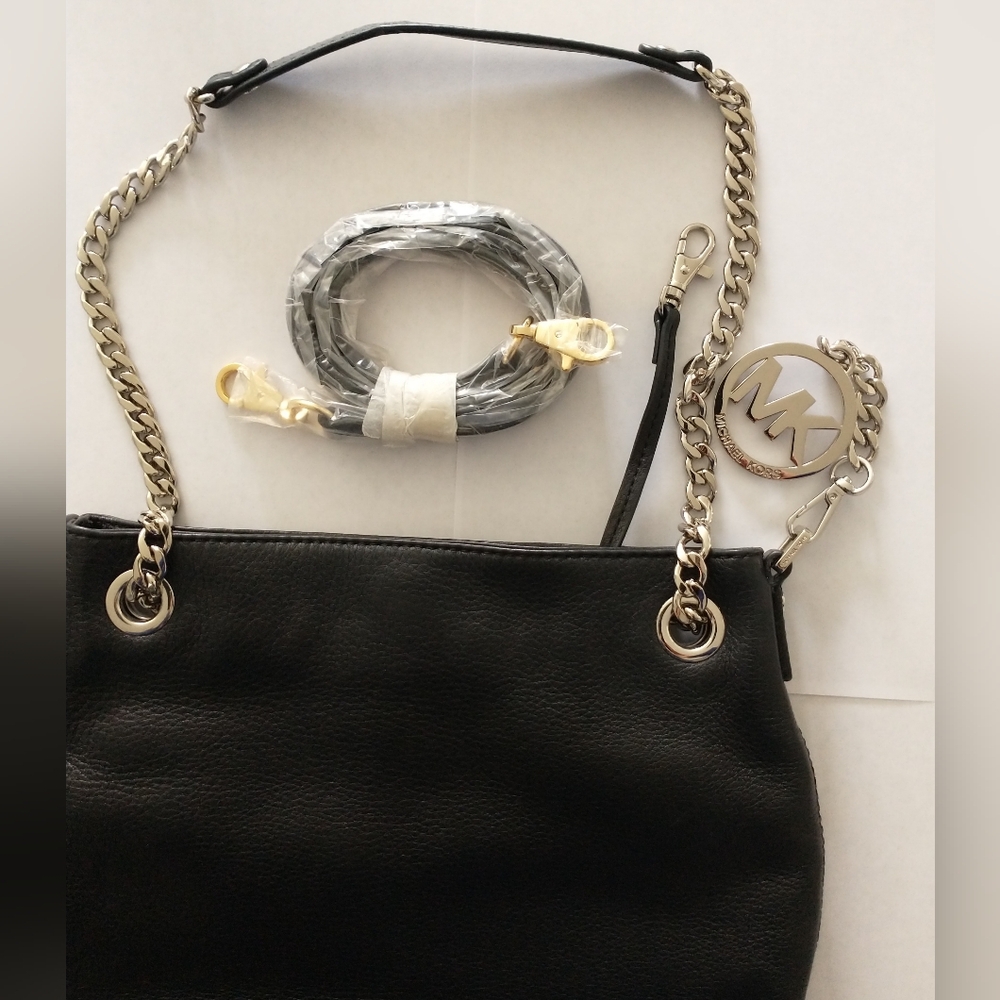 Michael Kors Black Leather Chain Shoulder & Crossbody Bag - Picture 8 of 11